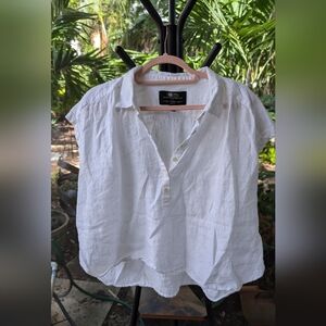 J. Crew White Collar Button Shirt 100% Linen